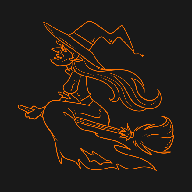 Halloween Witch Orange Line by saradaboru