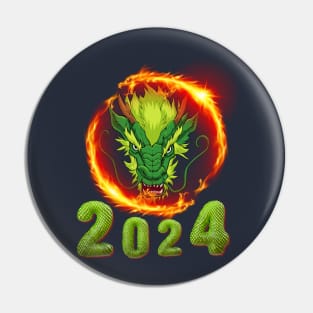 Fiery Green Dragon Pin