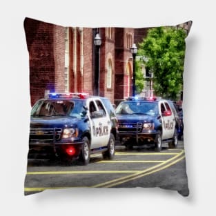 Line of Police Cars Pillow