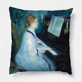 Woman at the Piano by Auguste Renoir Pillow