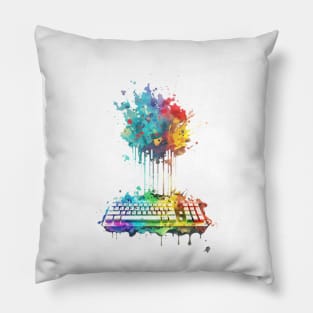 Colourful Keyboard Explosion - I love programming Pillow