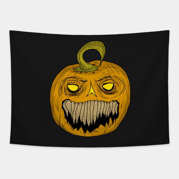 Halloween Jack O Lantern Scary Sharp Creepy Teeth Tapestry by JonnyVsTees