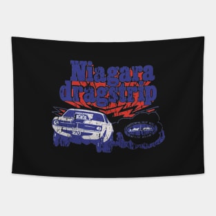 Vintage Niagara Dragstrip - Distressed burnout look - Blue print Tapestry