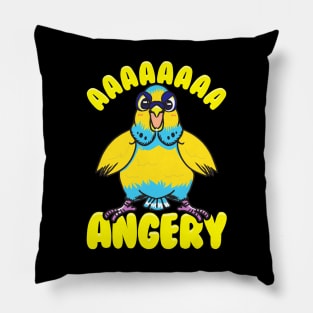 Aaaaaaa Angery | Budgerigar Parakeet Gift Funny Budgie Bird Pillow