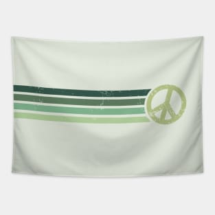 RETRO PEACE STRIPES - Vintage Green Tapestry