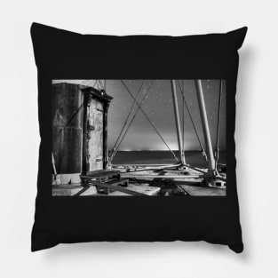 Chandler Hovey Light Tower at night Marblehead MA Black and White Pillow