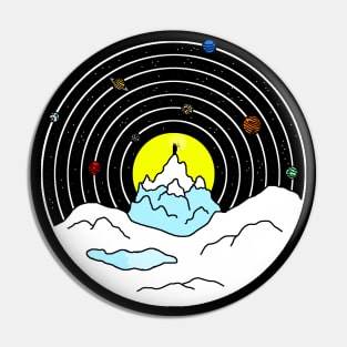 Wizard on the Celestial Mountain - Minimalist Space Design Pin