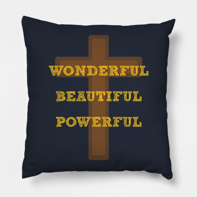 Wonderful Beautiful Powerful Name of Jesus Pillow by manalodesign