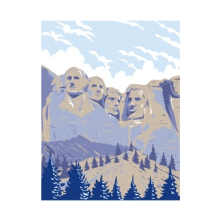 Mount Rushmore National Memorial Shrine of Democracy South Dakota USA WPA Art Poster T-Shirt