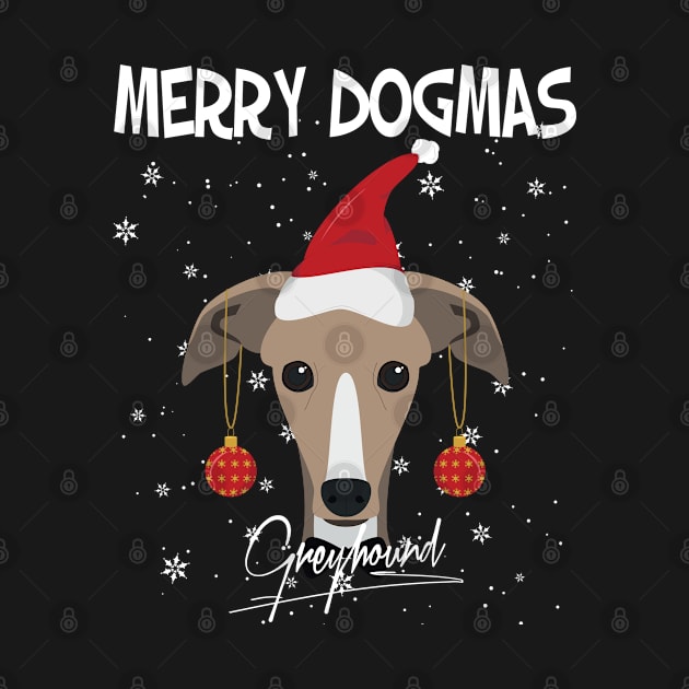 Merry Dogmas Greyhound Dog With Red Santa's Hat Funny Xmas Gift by salemstore