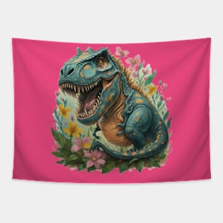 cute floral dinosaur gift ideas,trex dinosaur tees kids tees,dino hoodies gifts Tapestry