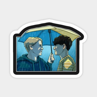 Nick and Charlie - heartstopper drawing - rain Magnet