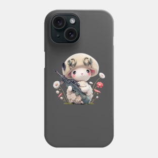 The brave sheep soldier with weapon and helmet Phone Case