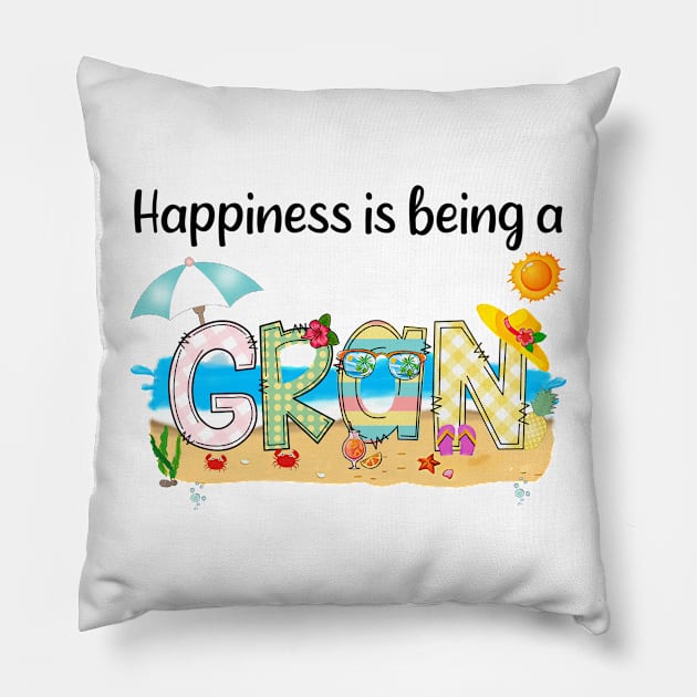 Happiness Is Being A Gran Summer Beach Happy Mother's Day Pillow by KIMIKA