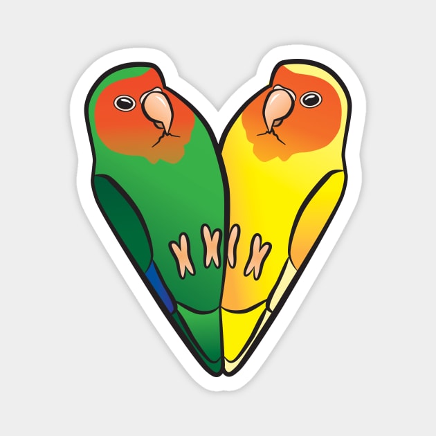 Lovebird Hearts Magnet by punkburdarts