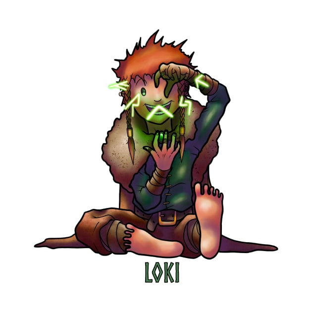 Loki - God of Mischief - Cute Cartoon Art by Fae Visions Boutique