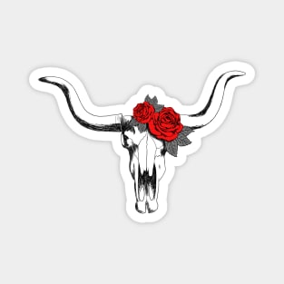 Bull skull with roses Magnet