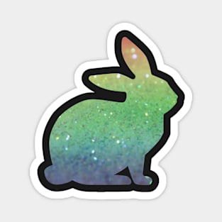 Rainbow Ombre Faux Glitter Easter Bunny Magnet