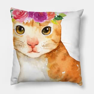 Floral Cat Kitten Mom Peony Roses Gift Pillow