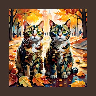 Fall Foliage Cats T-Shirt
