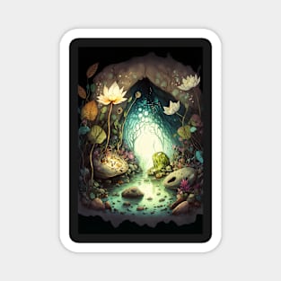 Magical Cavern Oasis Fantasy Illustration Magnet