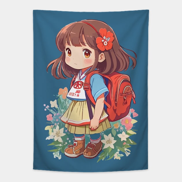 Back to school. Little Schoolgirl. Tapestry by CatCoconut-Art