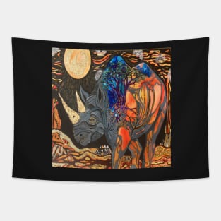 Rhino moon Tapestry