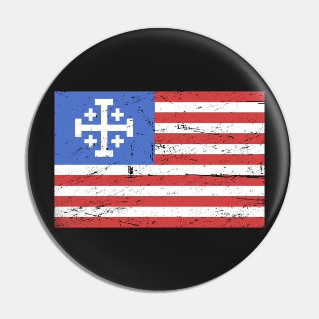 United States Flag With Knights Templar Cross Pin by MeatMan