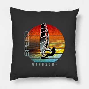 windsurfer planing at sunset over ocean waves Pillow