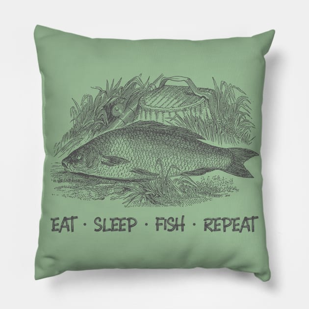 Eat, Sleep, Fish, Repeat Pillow by JodyzDesigns