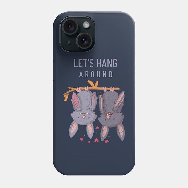 Let's Hang Around Cute Bats Phone Case by CLPDesignLab