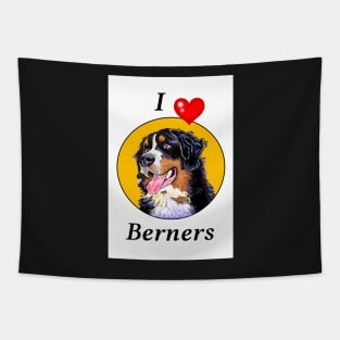 I LOVE BERNERS CARTOON GOLD Tapestry