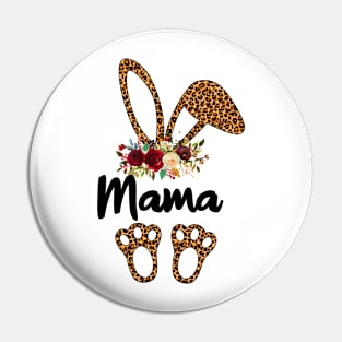 Bunny Easter Mama Leopard Print, Rabbit Funny Pin