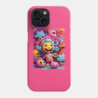 Happy Dance in Psychedelic Land: A Girl & Her Emoji Chums Blast Off! Phone Case