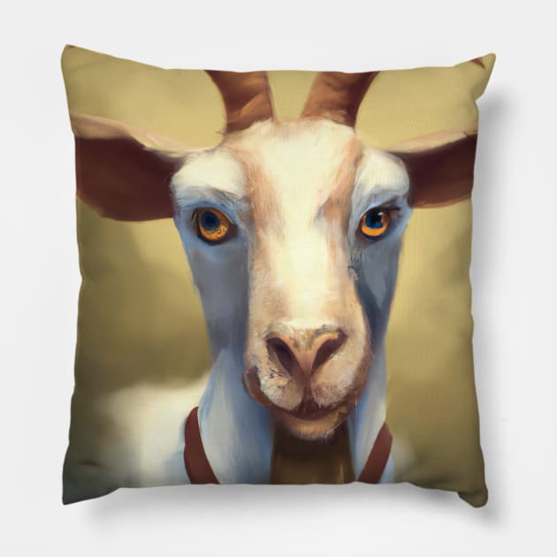 Happy Goat Pillow by maxcode