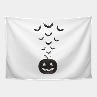 Halloween Flying Bat and Pumpkin Tapestry