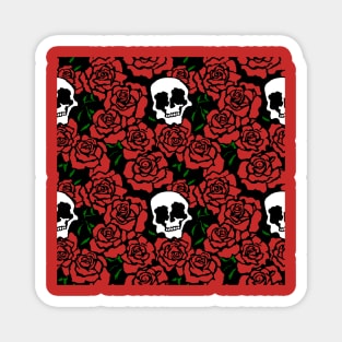 Rose & Skull Romantic Floral Pattern for Valentines Day Magnet