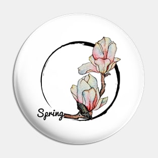 Pink magnolia drawing Pin