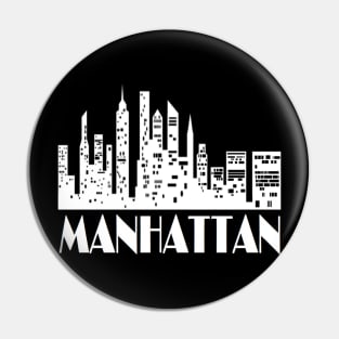 Manhattan Skyline New York City - WHITE Pin