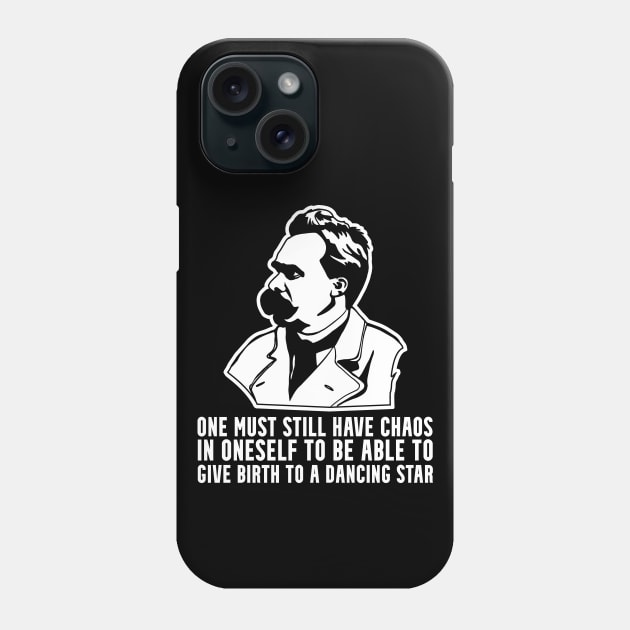 Nietzsche Chaos In Your Soul Quote Portrait Graphic Phone Case by Huhnerdieb Apparel