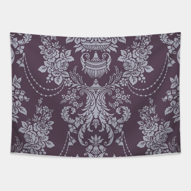 Mauve and Gray Damask Tapestry by Art by Big Al