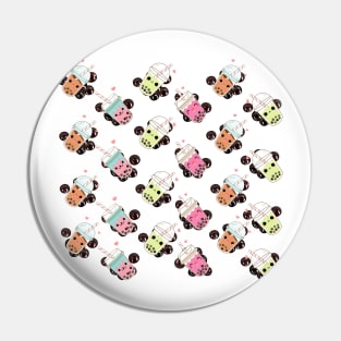 Cute Boba Bubble Tea  Pattern Design Merch Pin