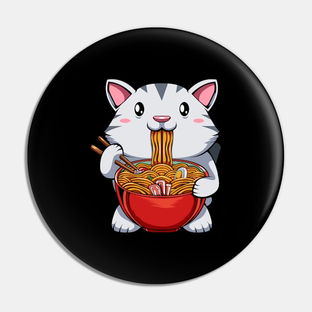 Ramen Kawaii Japanese Cute Cat Tasty Noodles Pin by Funnyawesomedesigns