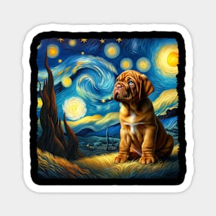 Starry Dogue de Bordeaux Portrait - Dog Portrait Magnet