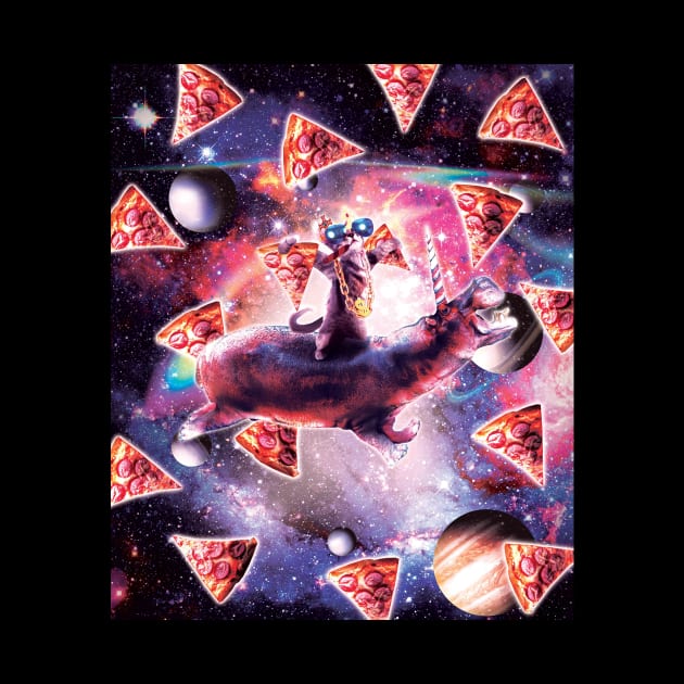 Thug Space Cat On Hippo Unicorn - Pizza by Random Galaxy