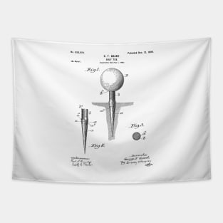 Golf Tee Patent - Golfing Tee Art - Black And White Tapestry