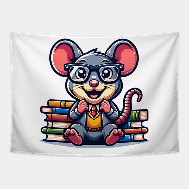 Funny Book Lover Rat Mouse Tapestry by JoeStylistics