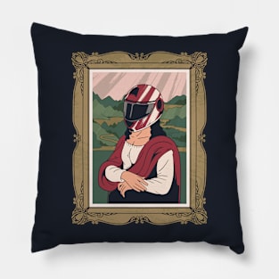 Moto Lisa // Funny Motocross Mona Lisa Parody Pillow