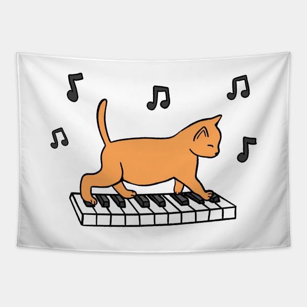 Piano Cat Tapestry by Kelly Louise Art