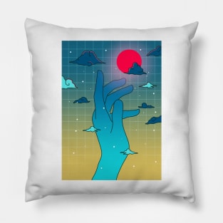 hand synthwave vaporwave Pillow